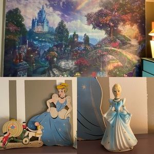 Vintage Disney Cinderella Bedroom Decor Set Mural Wall Shelf